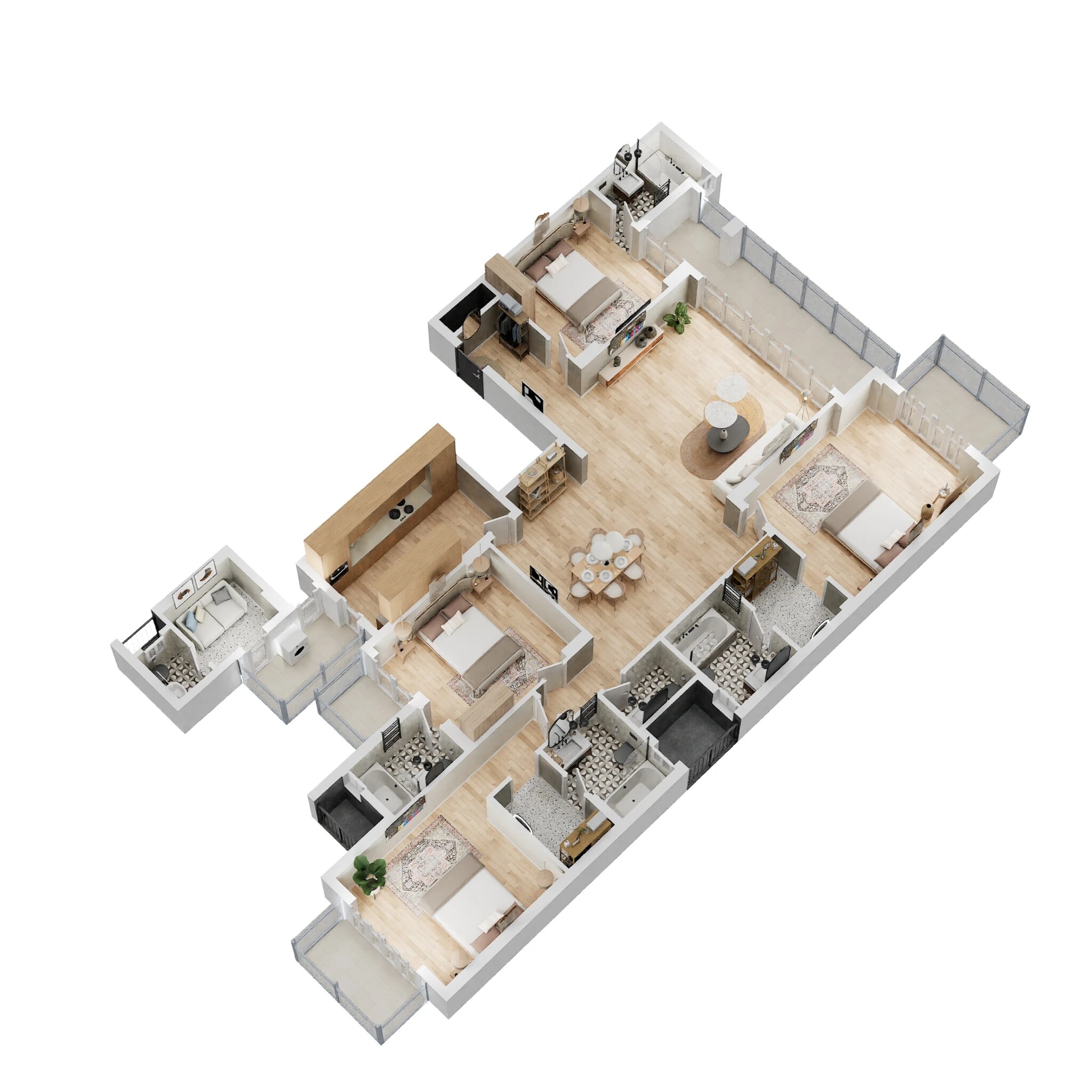 Floor plan of 4 BHK 1900 Sq. Ft. Apartment in Birla Navya, Gurgaon