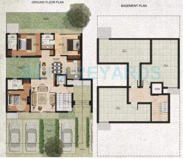 Floor plan of 3 BHK 2384 Sq. Ft. Ind Floor in BPTP Amstoria Country Floor, Gurgaon
