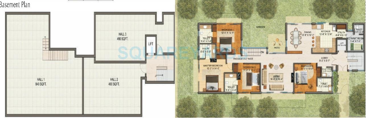 Floor plan of 4 BHK 5374 Sq. Ft. Ind Floor in BPTP Amstoria Country Floor, Gurgaon