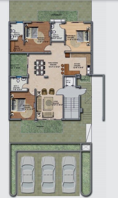Floor plan of 3 BHK 2229 Sq. Ft. Villa in BPTP Amstoria, Gurgaon