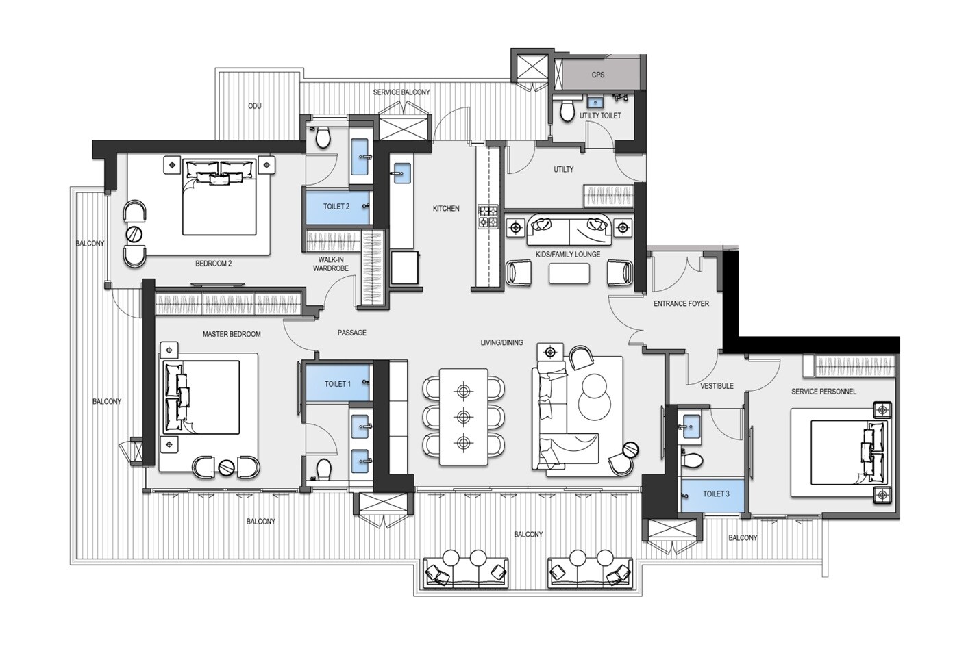 Floor plan of 4 BHK 3400 Sq. Ft. Apartment in BPTP Downtown 66, Gurgaon