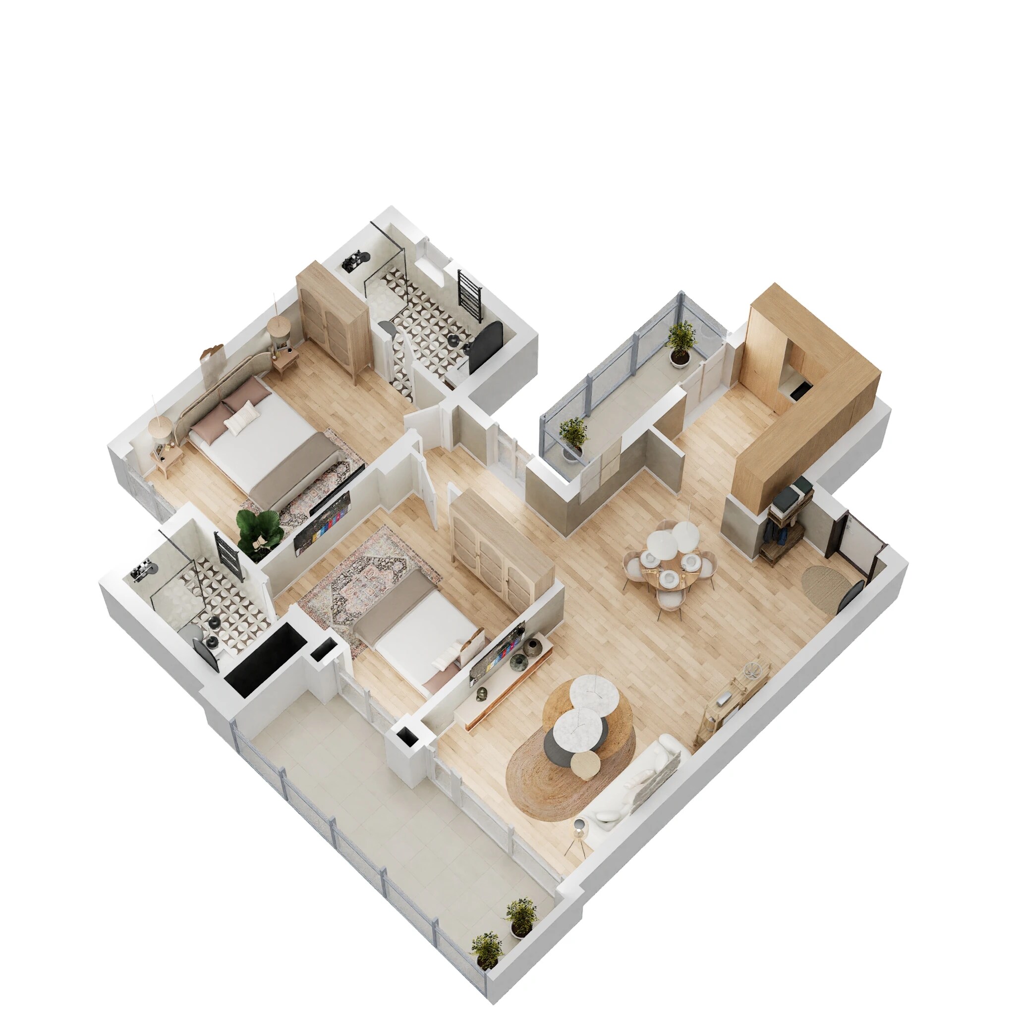 Floor plan of 2 BHK 1410 Sq. Ft. Apartment in BPTP Terra, Gurgaon