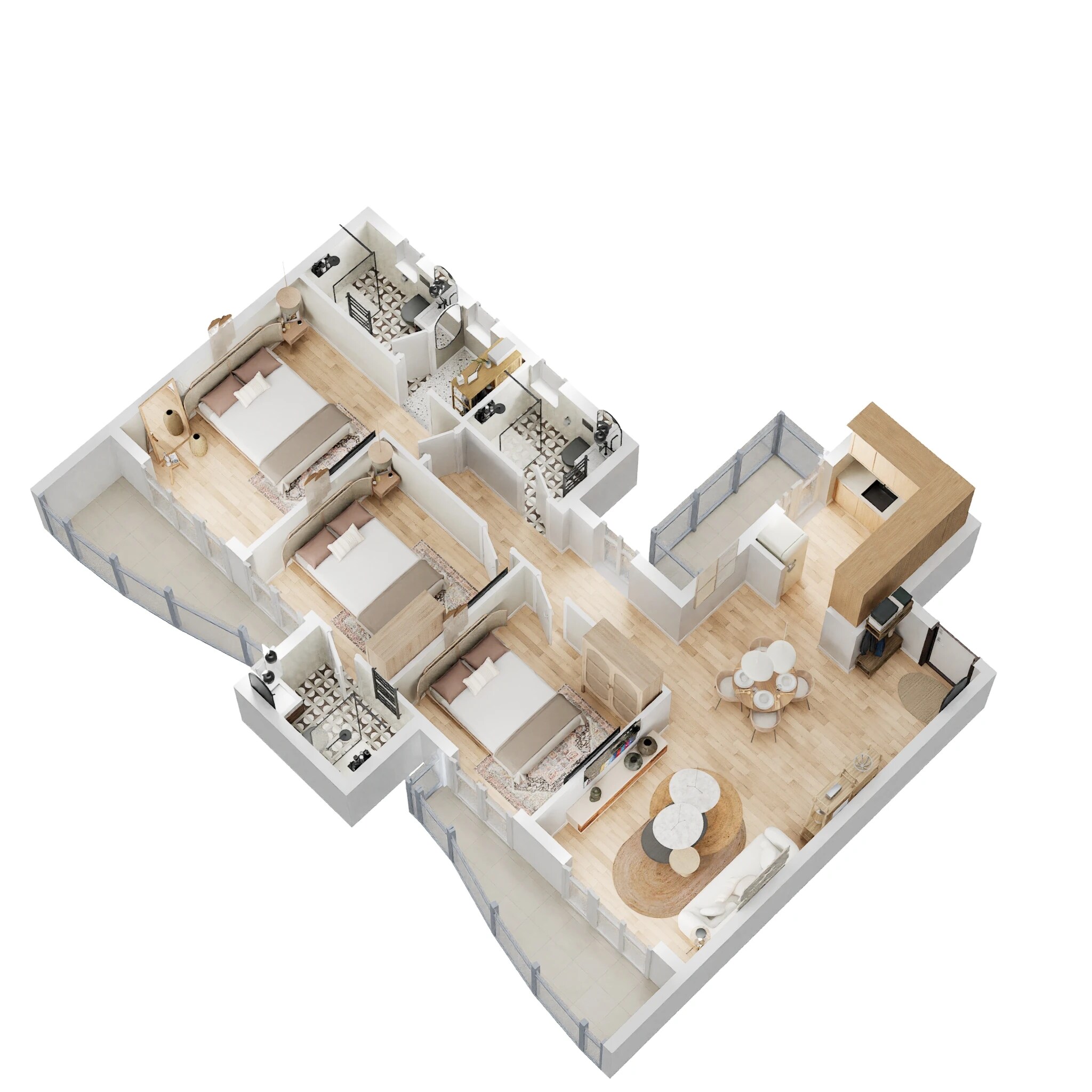 Floor plan of 3 BHK 1691 Sq. Ft. Apartment in BPTP Terra, Gurgaon
