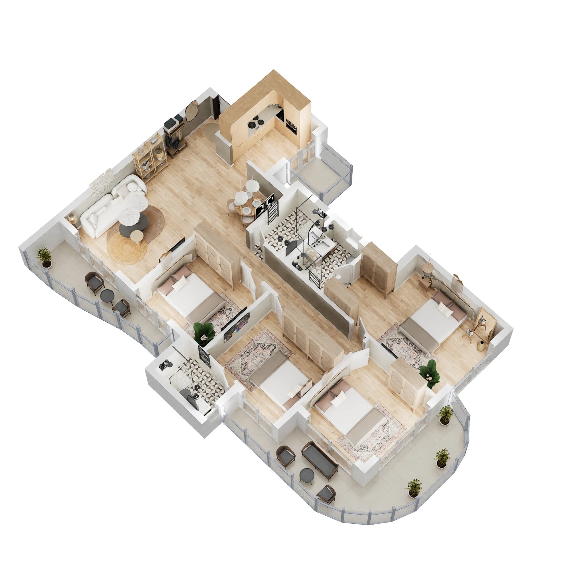 Floor plan of 4 BHK 1998 Sq. Ft. Apartment in BPTP Terra, Gurgaon