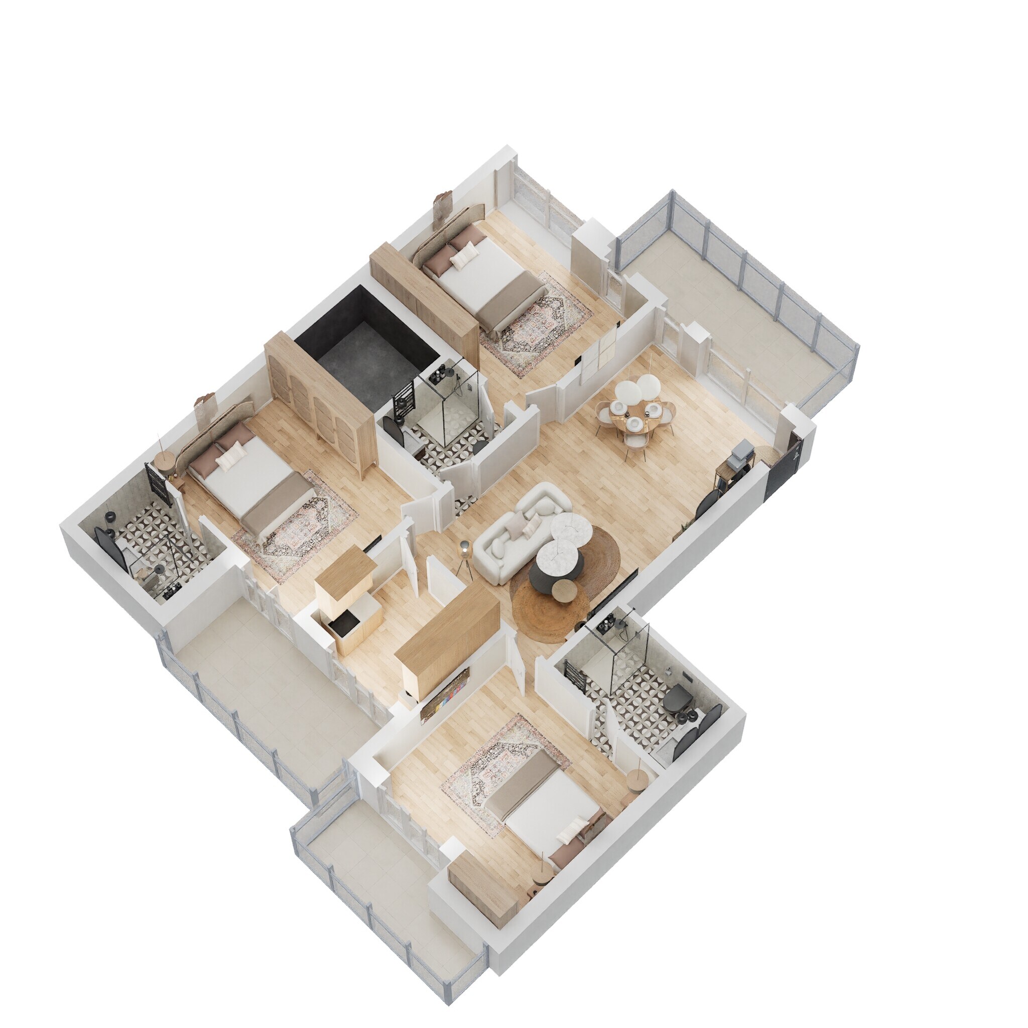 Floor plan of 3 BHK 1630 Sq. Ft. Ind Floor in BPTP The Pedestal, Gurgaon
