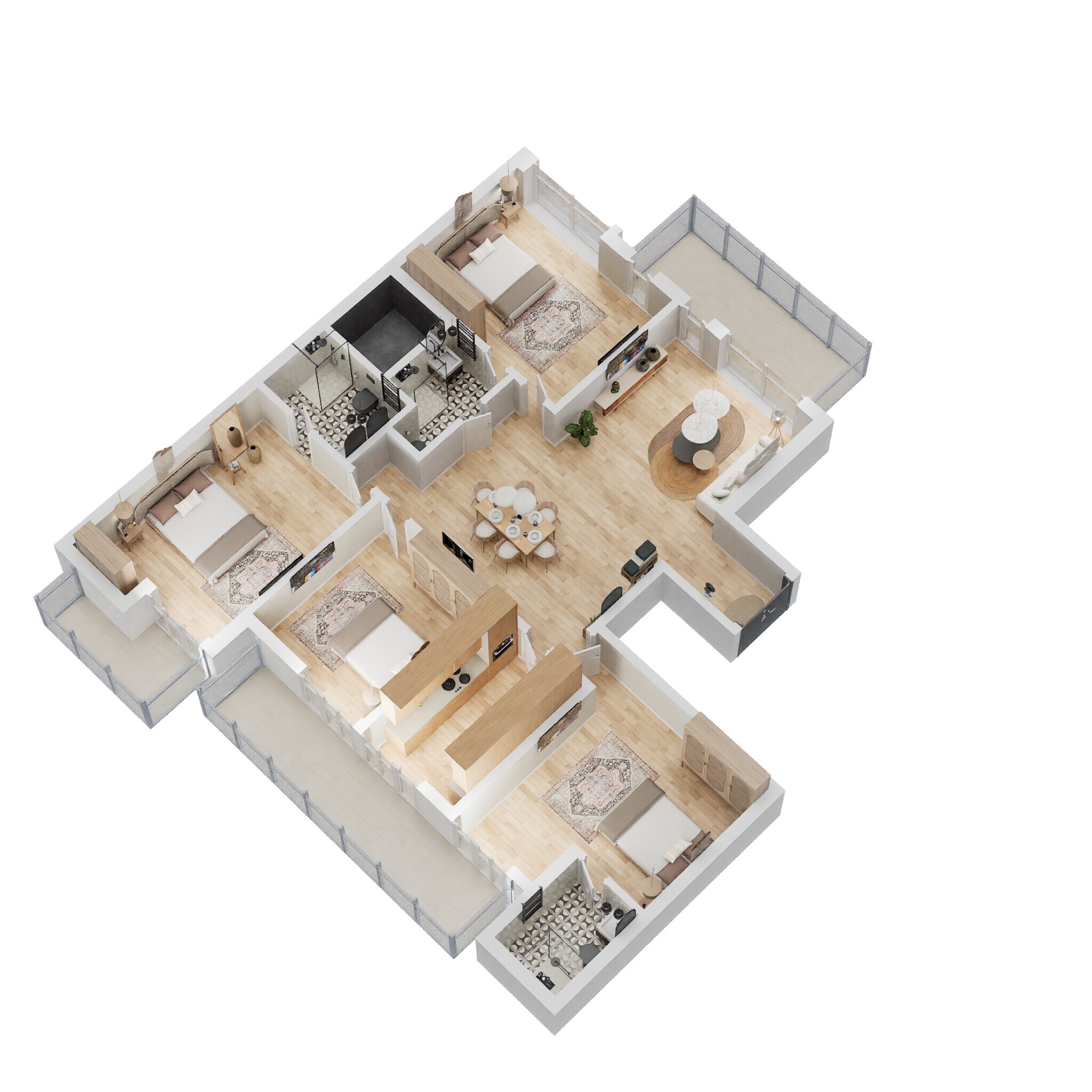 Floor plan of 4 BHK 3440 Sq. Ft. Ind Floor in BPTP The Pedestal, Gurgaon