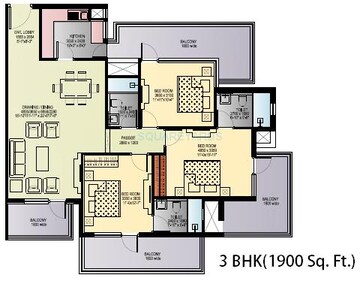  3 BHK Apartment at Capital Residency 360, Sector 70a – for Rent