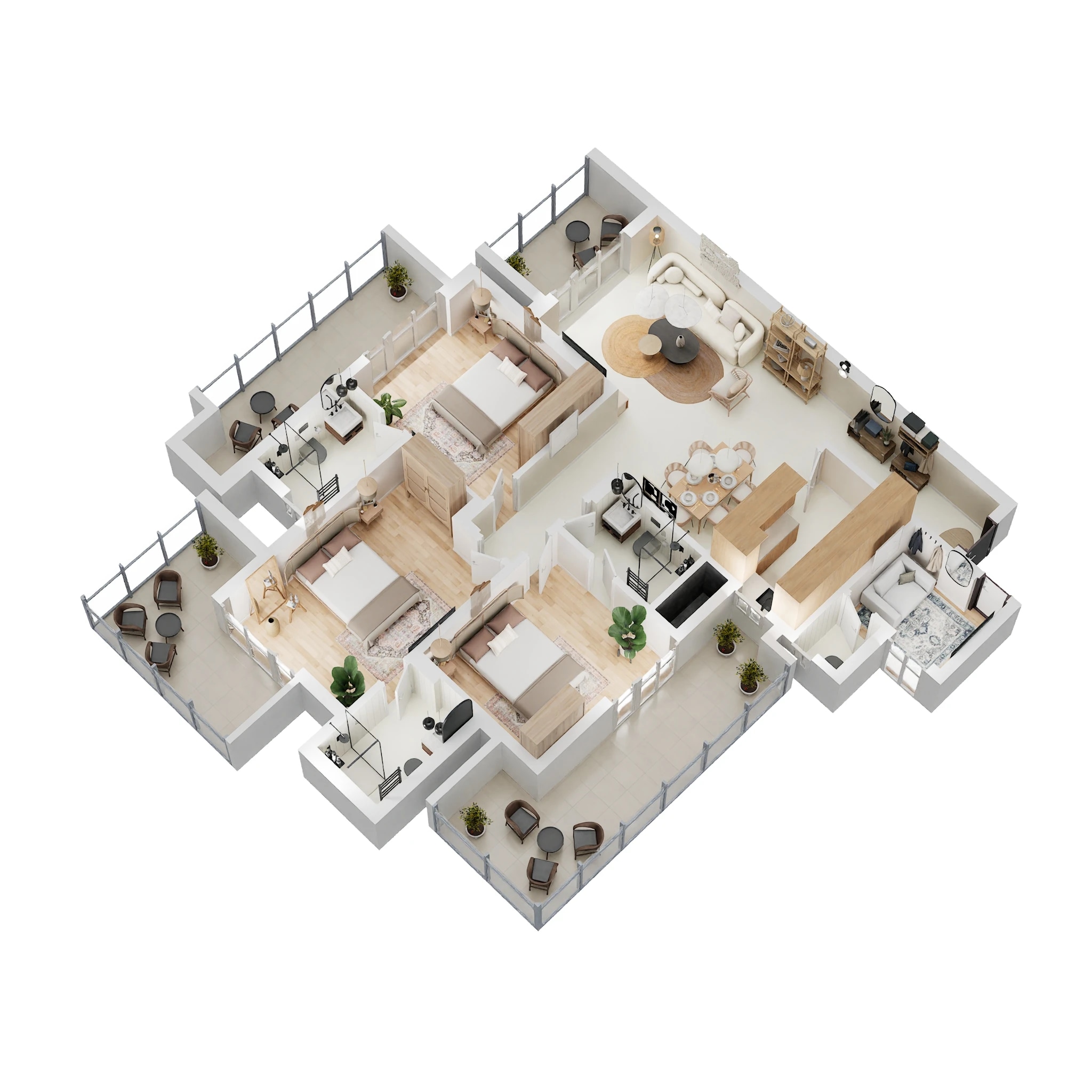 Floor plan of 3 BHK 1976 Sq. Ft. Apartment in Capital The Residences 360, Gurgaon