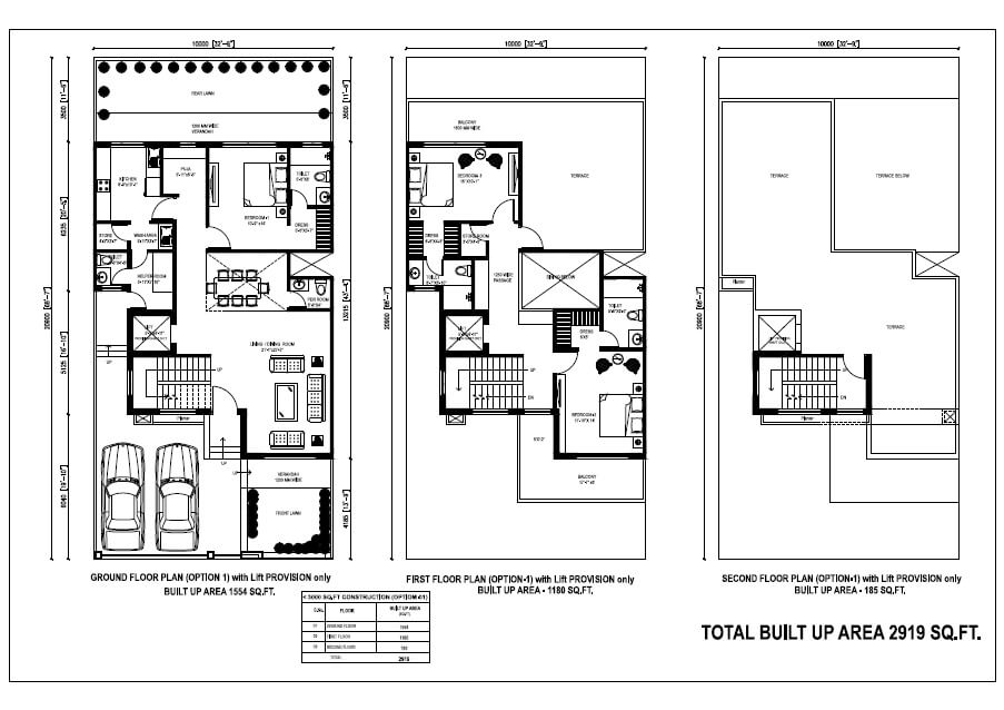 Floor plan of 3 BHK 2919 Sq. Ft. Villa in Central Park Flower Valley, Gurgaon