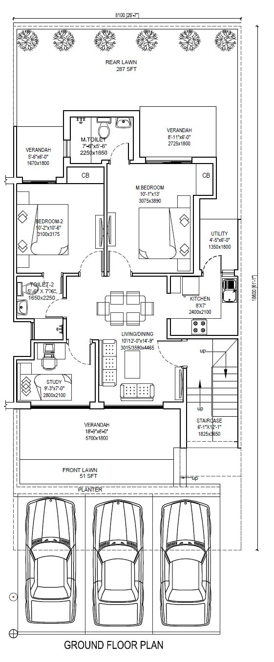 Floor plan of 2 BHK 1521 Sq. Ft. Ind Floor in Central Park Flower Valley, Gurgaon