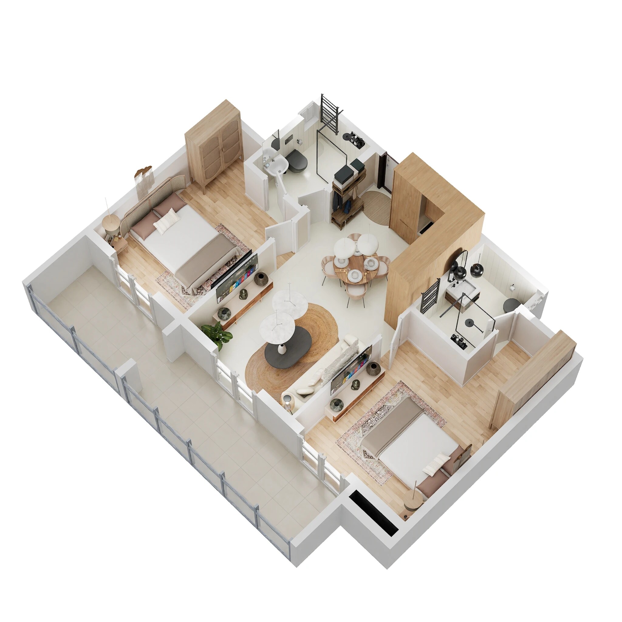 Floor plan of 2 BHK 1277 Sq. Ft. Apartment in Central Park 3 The Room, Gurgaon