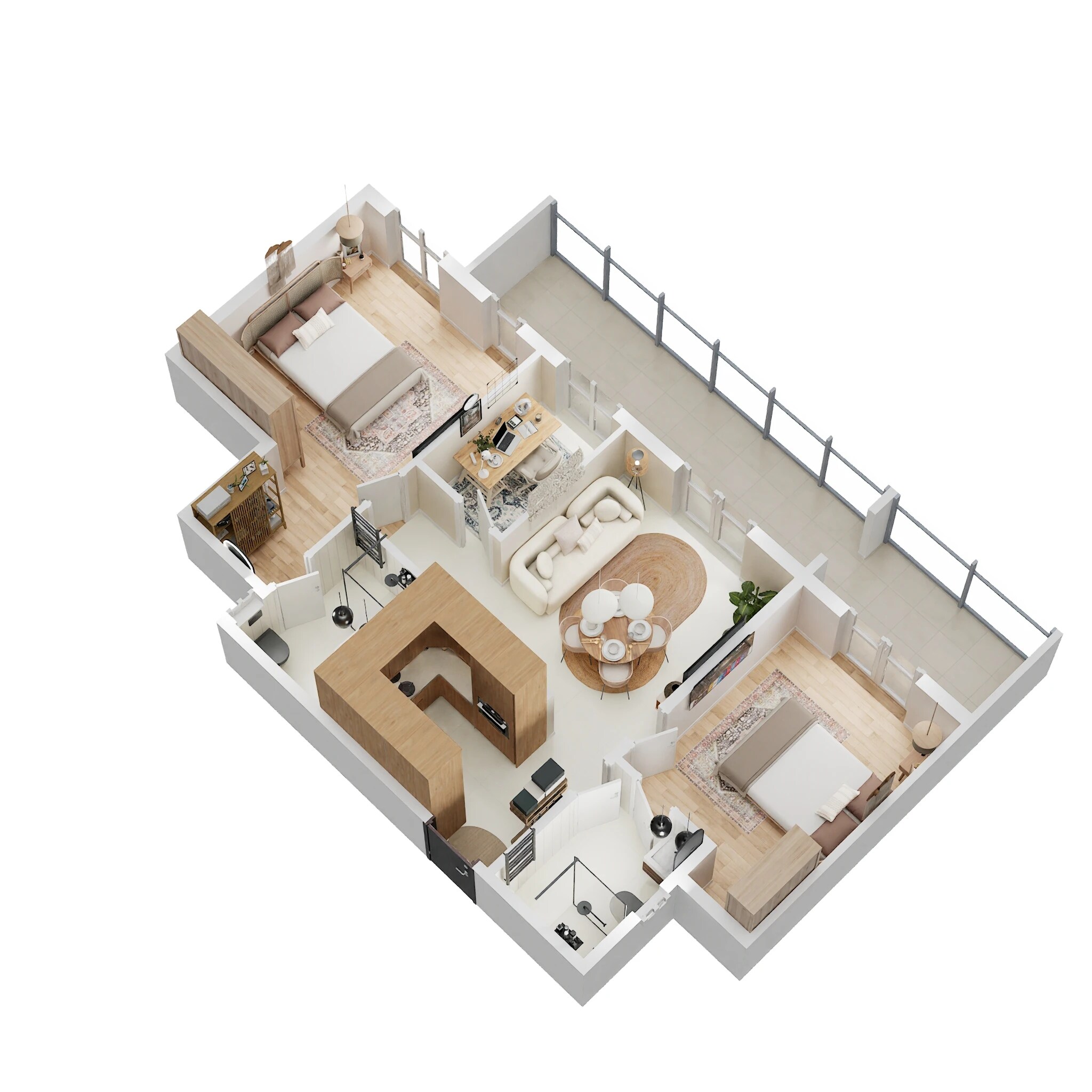 Floor plan of 2 BHK 1444 Sq. Ft. Apartment in Central Park 3 The Room, Gurgaon