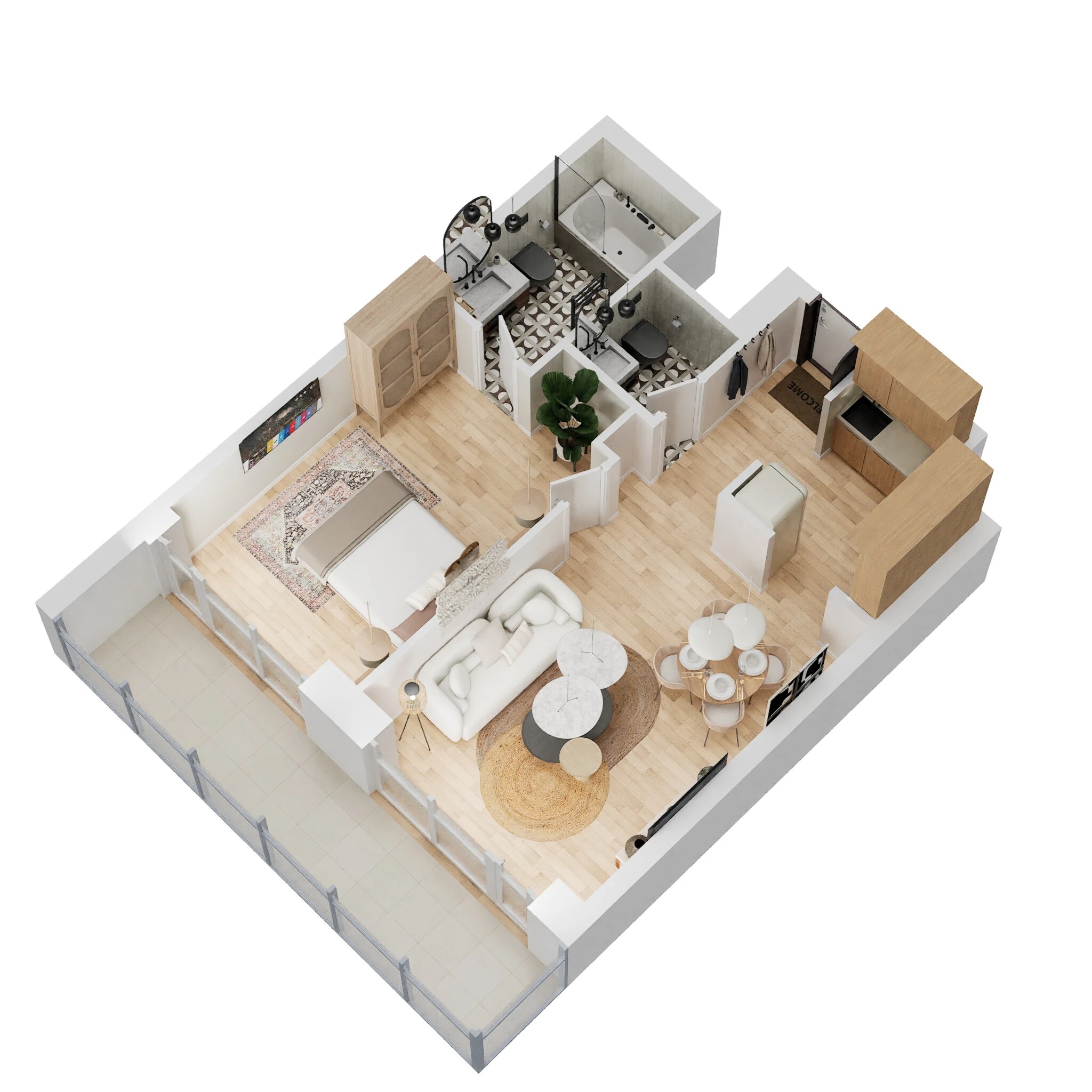 Floor plan of 1 BHK 1356 Sq. Ft. Apartment in Central Park Bellavista Towers, Gurgaon