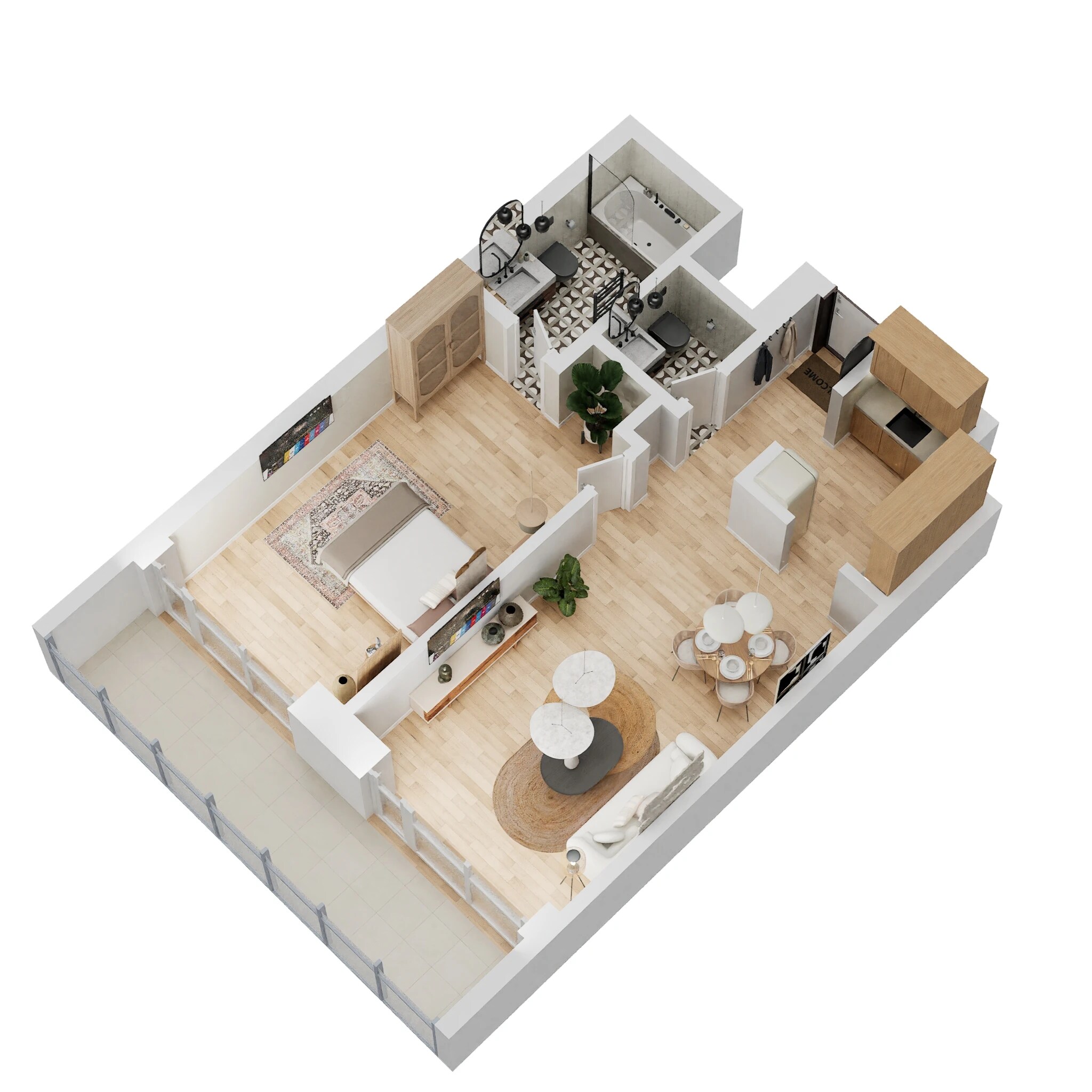 Floor plan of 1 BHK 1607 Sq. Ft. Apartment in Central Park Bellavista Towers, Gurgaon