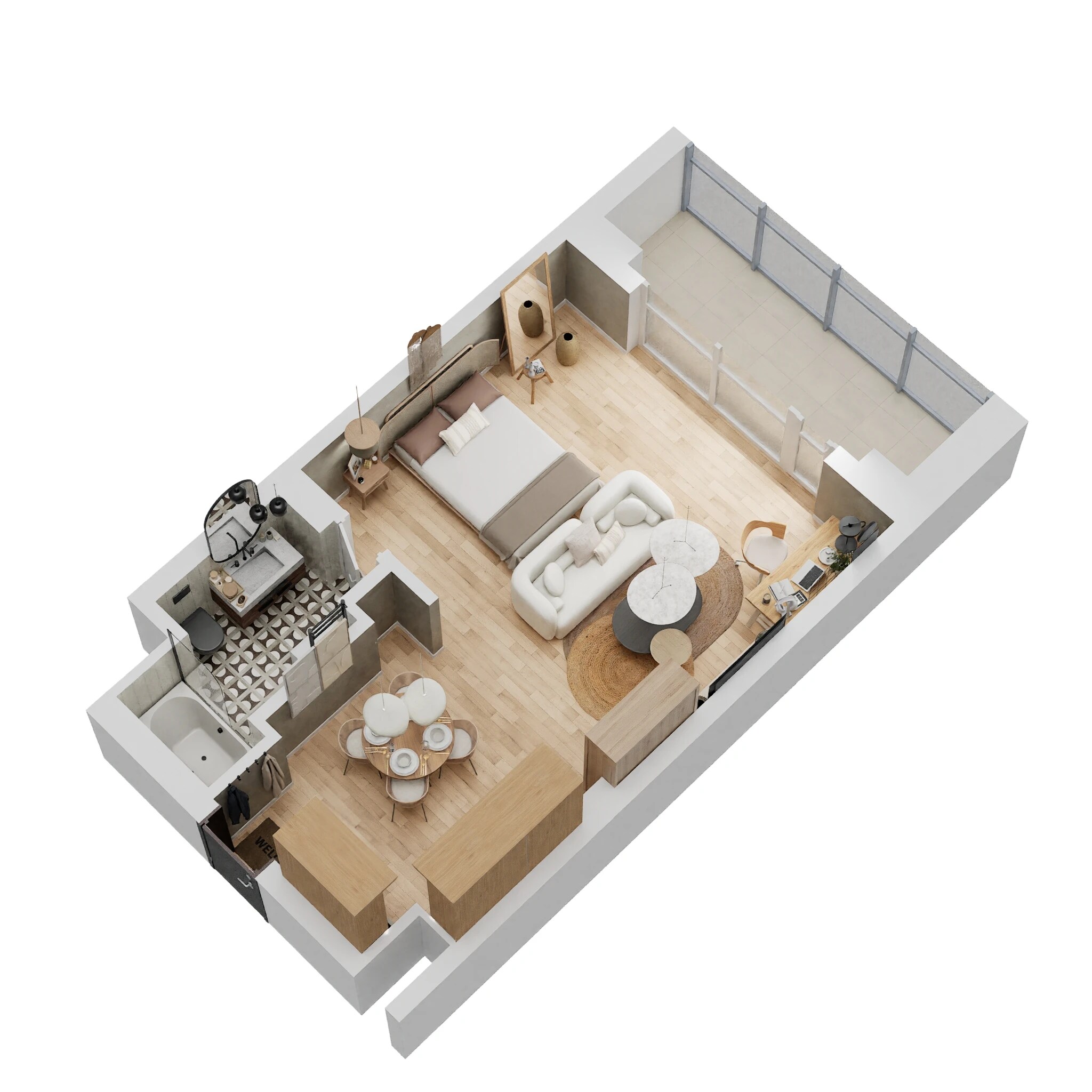 Floor plan of 1217 Sq. Ft. Studio in Central Park Bellavista Towers, Gurgaon
