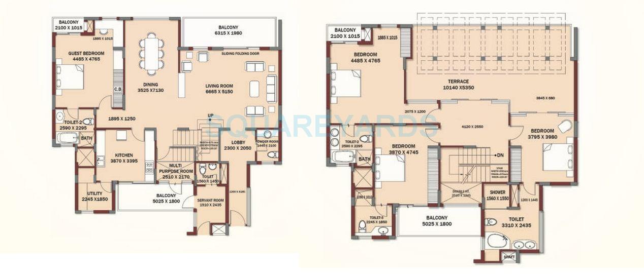 Floor plan of 4 BHK 4615 Sq. Ft. Penthouse in Central Park II-Bellevue, Gurgaon