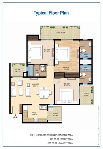 3 BHK Apartment at Central Park Lake Front Towers, Sohna Sector 33 – for Rent