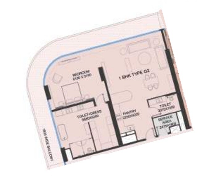 Floor plan of 1 BHK 3654 Sq. Ft. Apartment in Central Park The Selene Tower, Gurgaon