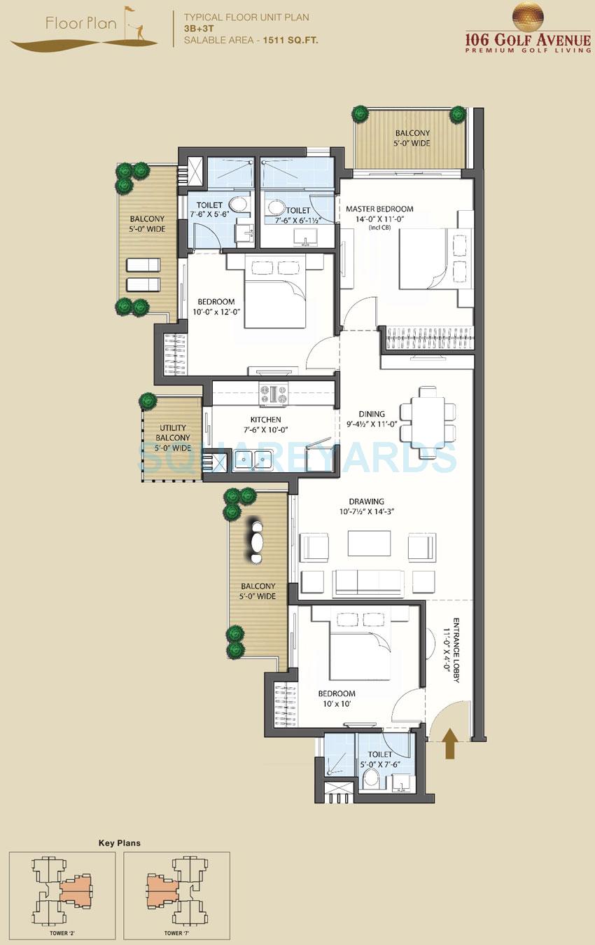 3 BHK 1511 Sq. Ft. Apartment