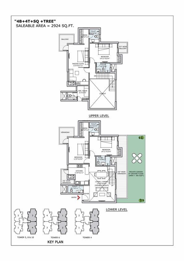Floor plan of 4 BHK 2924 Sq. Ft. Apartment in CHD Vann, Gurgaon
