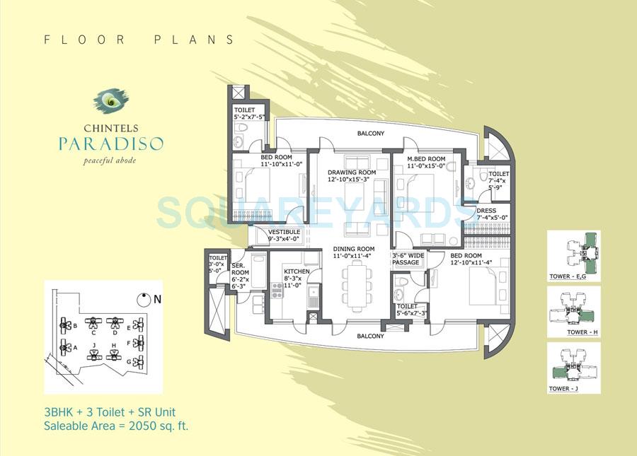 3 BHK 2050 Sq. Ft. Apartment