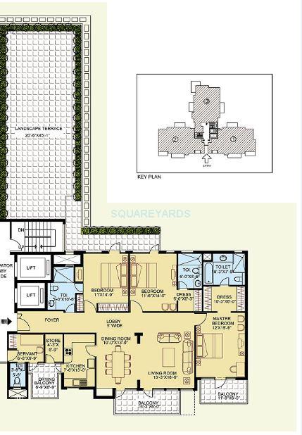 Floor plan of 3 BHK 2746 Sq. Ft. Apartment in Clarion The Legend, Gurgaon