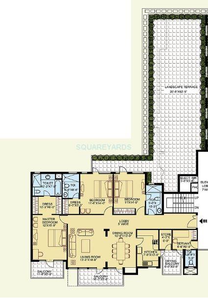 Floor plan of 3 BHK 2797 Sq. Ft. Apartment in Clarion The Legend, Gurgaon