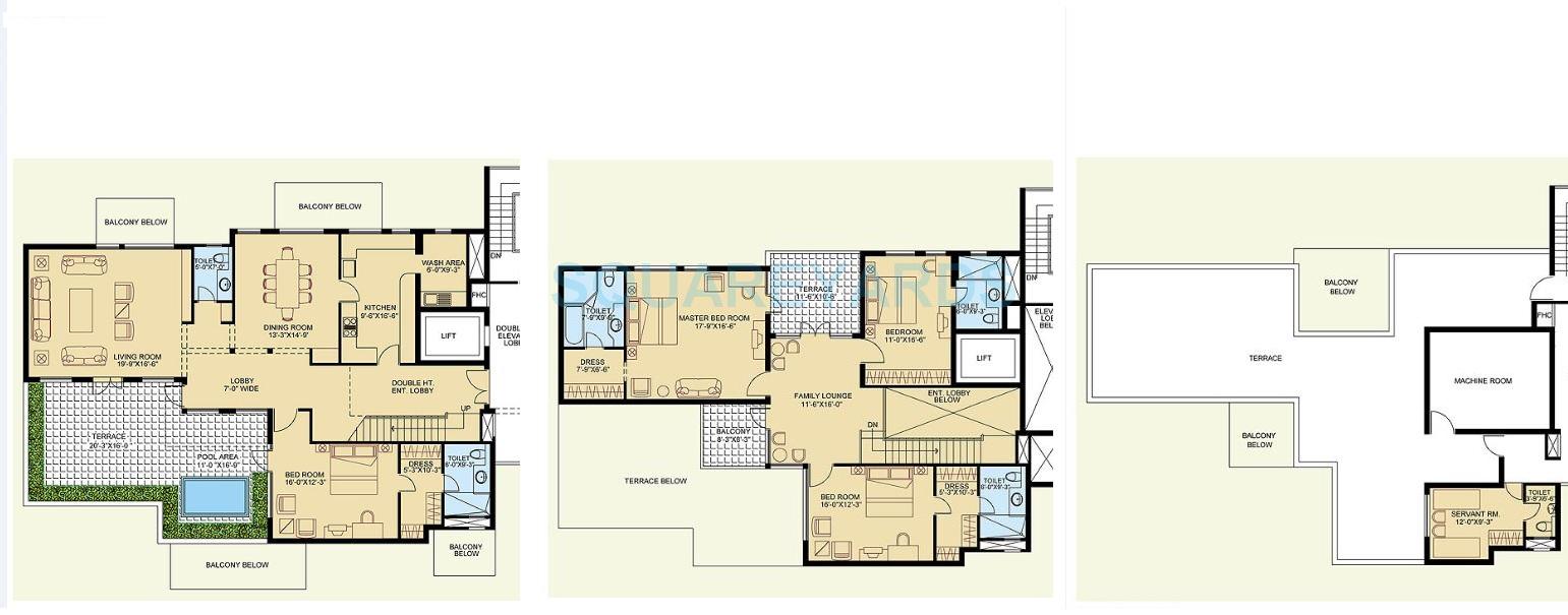 Floor plan of 4 BHK 4247 Sq. Ft. Penthouse in Clarion The Legend, Gurgaon