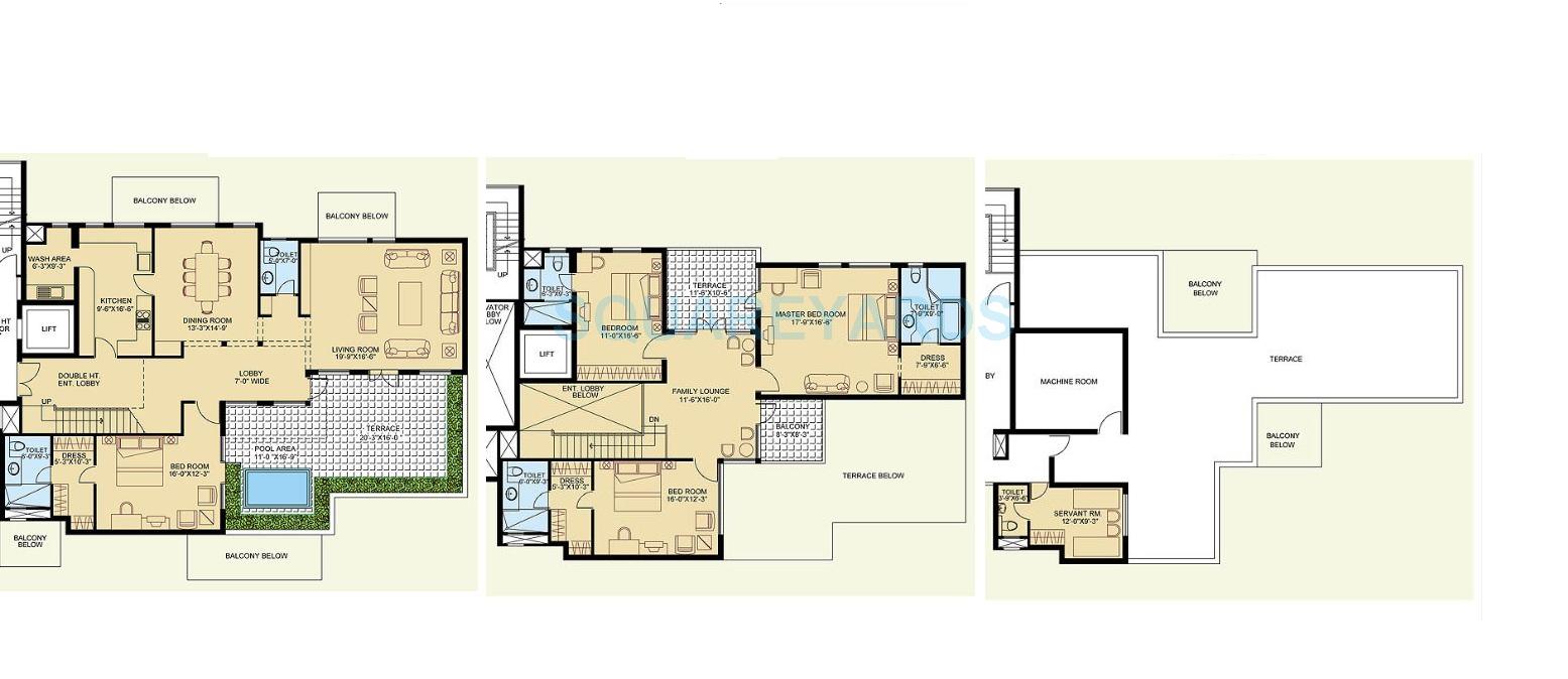 Floor plan of 4 BHK 4283 Sq. Ft. Penthouse in Clarion The Legend, Gurgaon