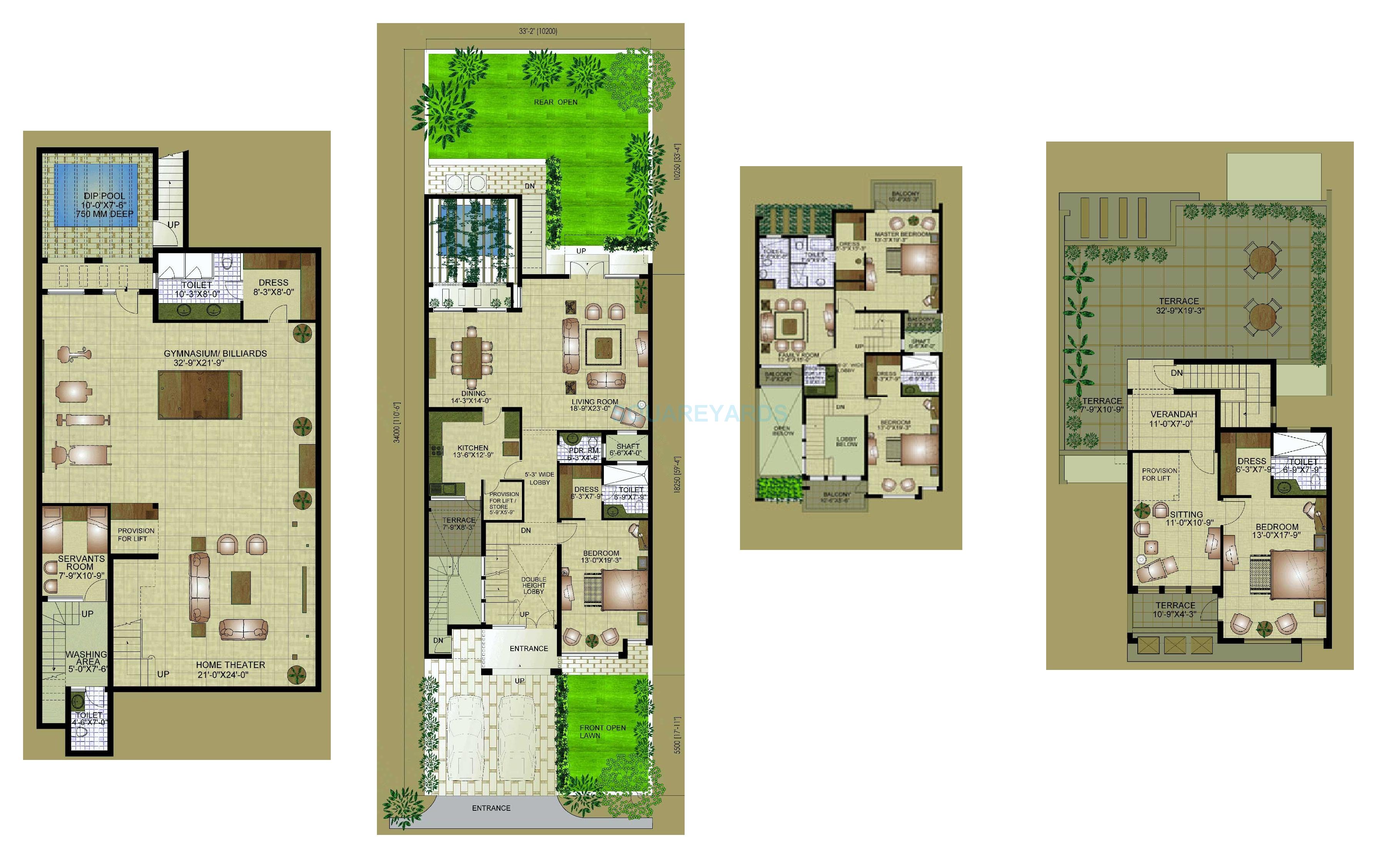 Floor plan of 5 BHK 6500 Sq. Ft. Villa in Clarion The Legend, Gurgaon