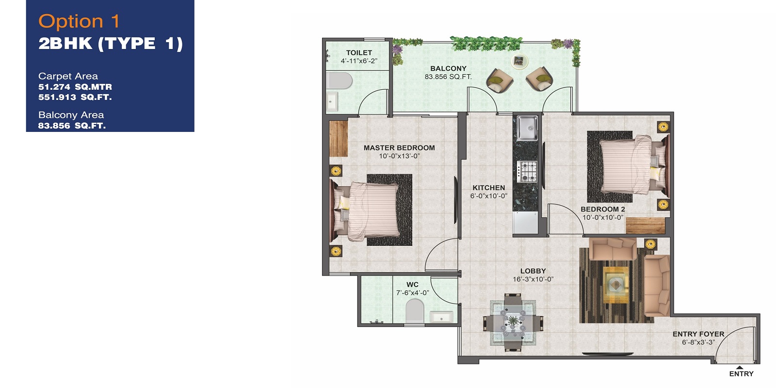 2 BHK 636 Sq. Ft. Apartment in Conscient Habitat Prime