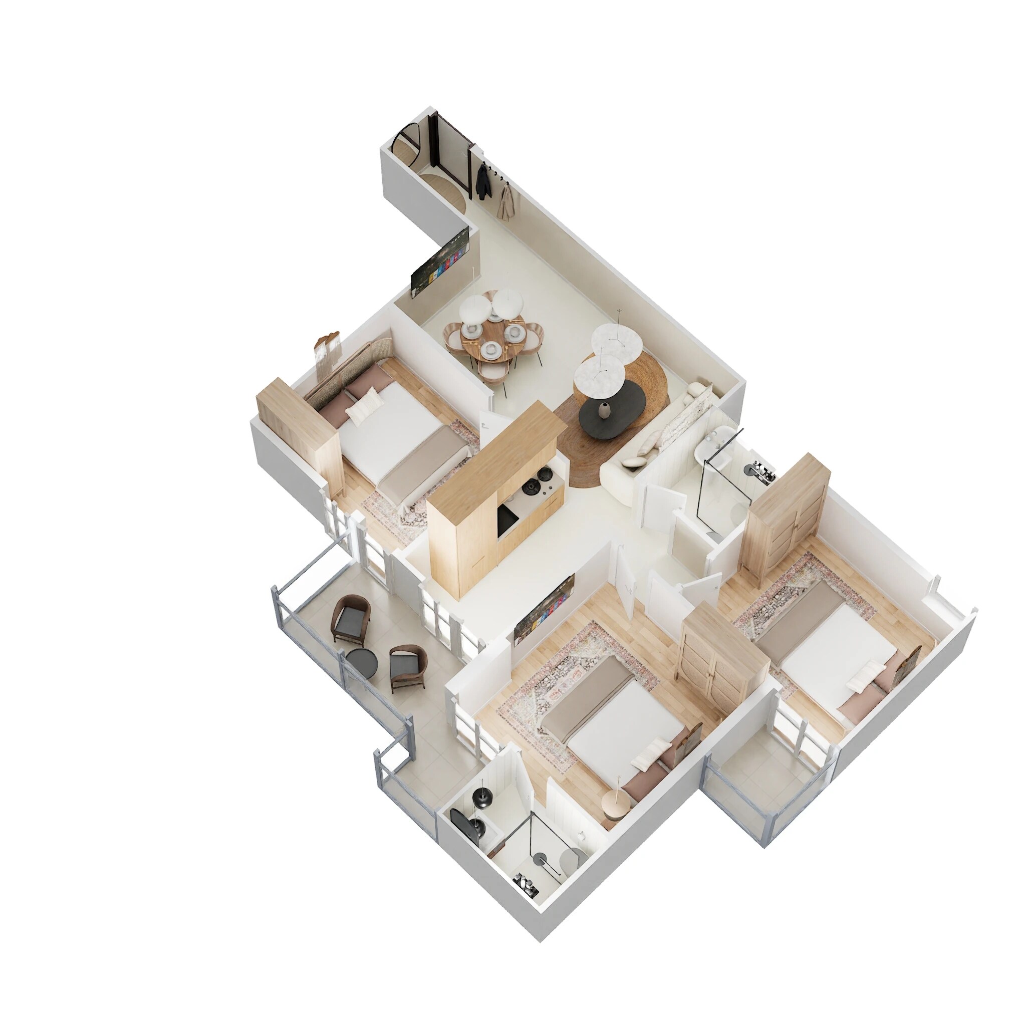 Floor plan of 3 BHK 749 Sq. Ft. Apartment in Conscient Habitat Prime, Gurgaon