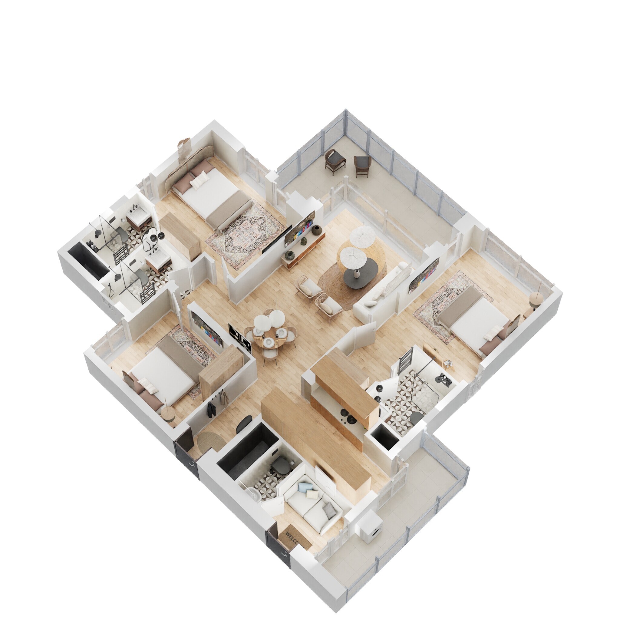 Floor plan of 3 BHK 2095 Sq. Ft. Apartment in Conscient Hines Elevate, Gurgaon