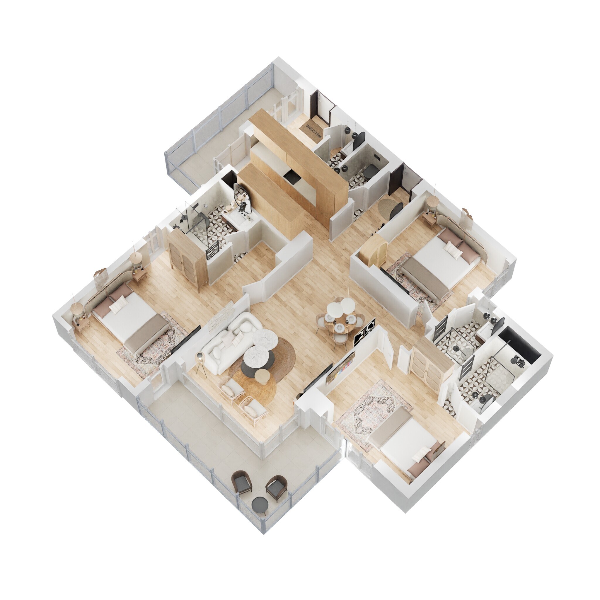 Floor plan of 3 BHK 2295 Sq. Ft. Apartment in Conscient Hines Elevate, Gurgaon