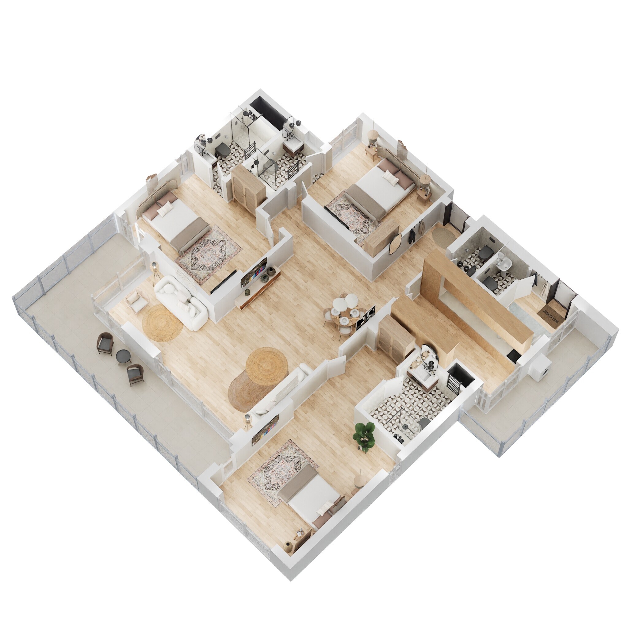 Floor plan of 3 BHK 2595 Sq. Ft. Apartment in Conscient Hines Elevate, Gurgaon