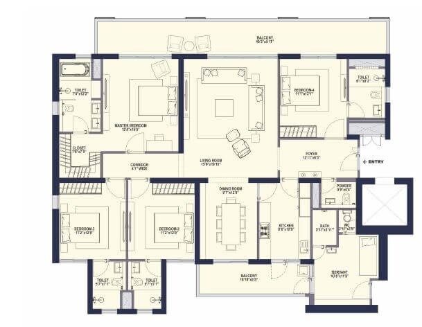  4 BHK Apartment at Conscient Hines Elevate, Sector 59 – for Rent