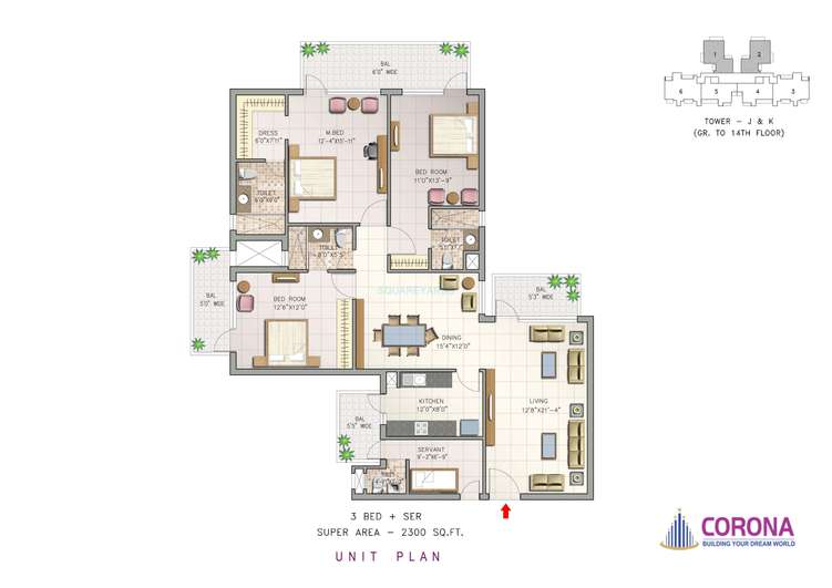 corona optus apartment 3bhk sq 2300sqft 1