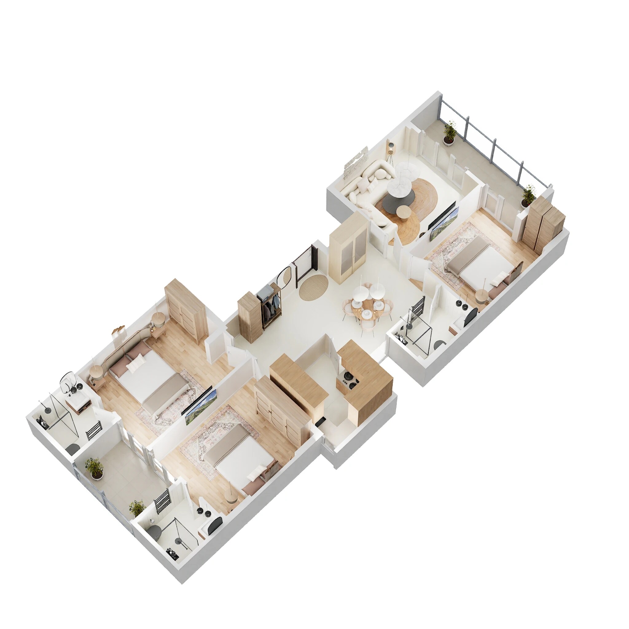 Floor plan of 3 BHK 1740 Sq. Ft. Apartment in Countryside Prime Residences, Gurgaon
