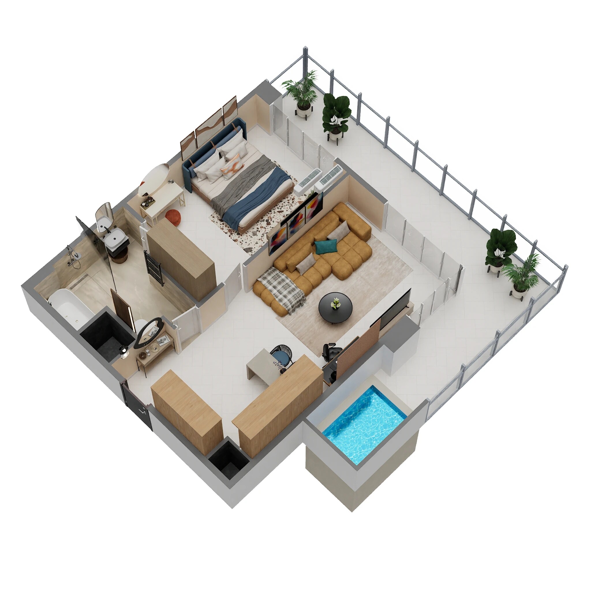 Floor plan of 1 BHK 1600 Sq. Ft. Apartment in Delphine Central Park Estates, Gurgaon