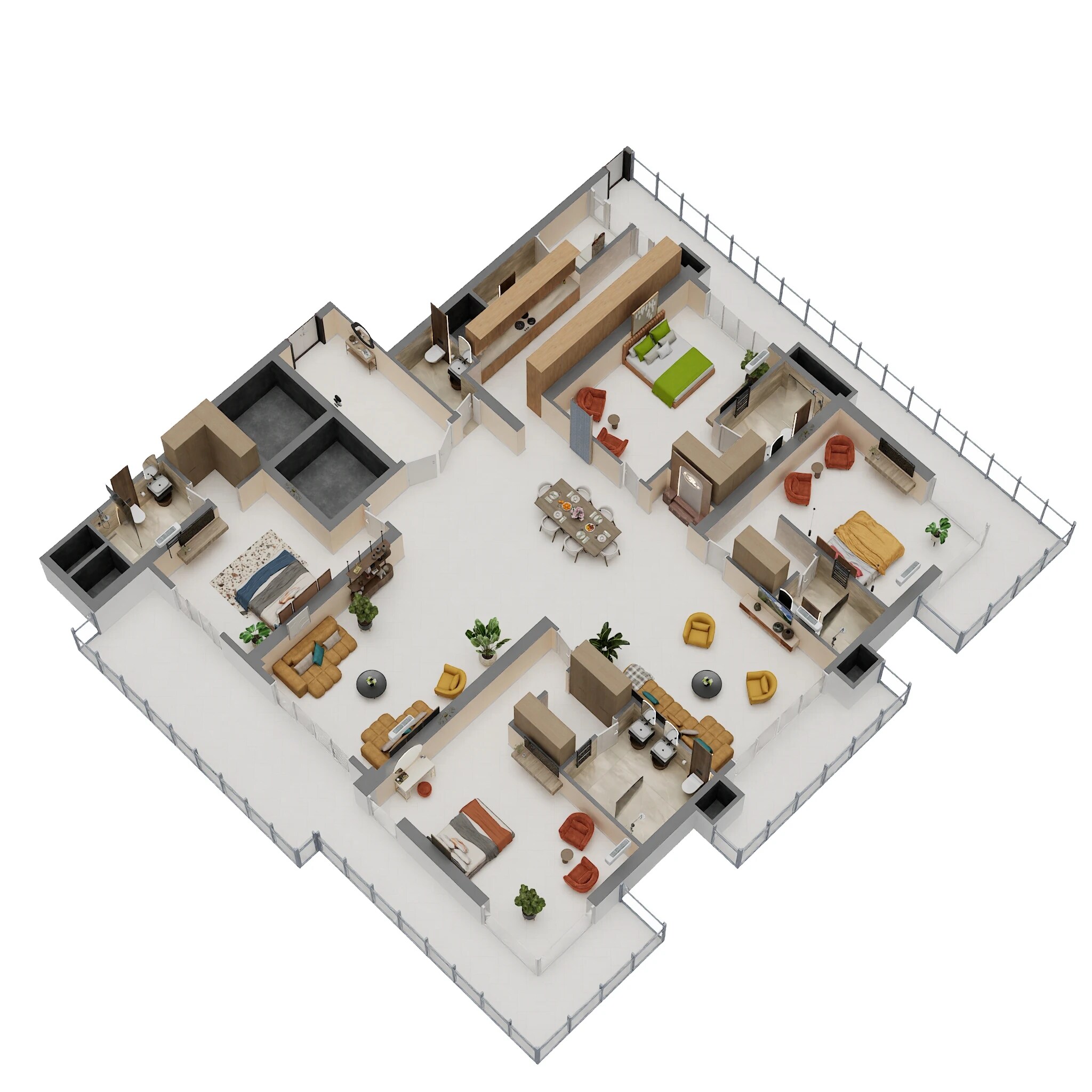 Floor plan of 4 BHK 5200 Sq. Ft. Apartment in Delphine Central Park Estates, Gurgaon