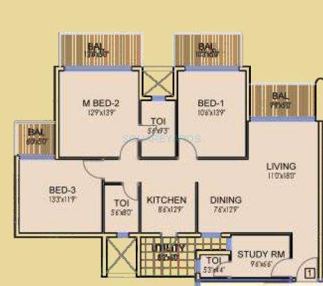 dhoot time residency apartment 3bhk 1642sqft 1