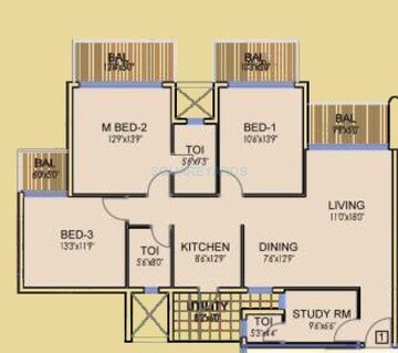  3 BHK Apartment at Dhoot Time Residency, Sector 63 – for Rent