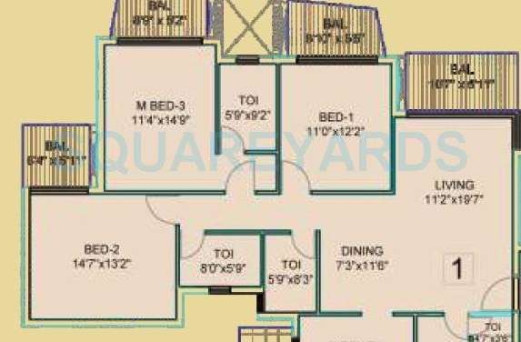 dhoot time residency apartment 3bhk 1717sqft 1