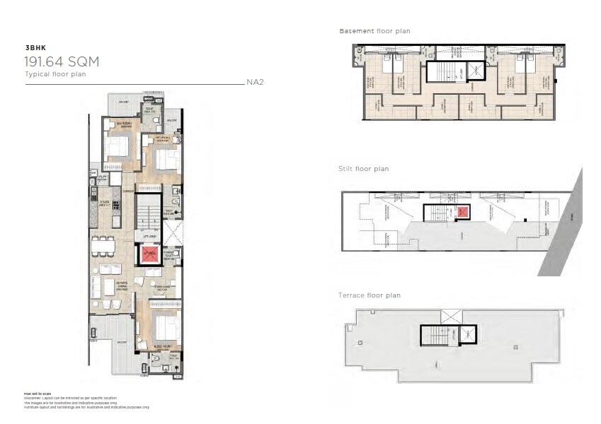 Floor plan of 3 BHK 1528 Sq. Ft. Ind Floor in DLF Alameda Independent Floors, Gurgaon