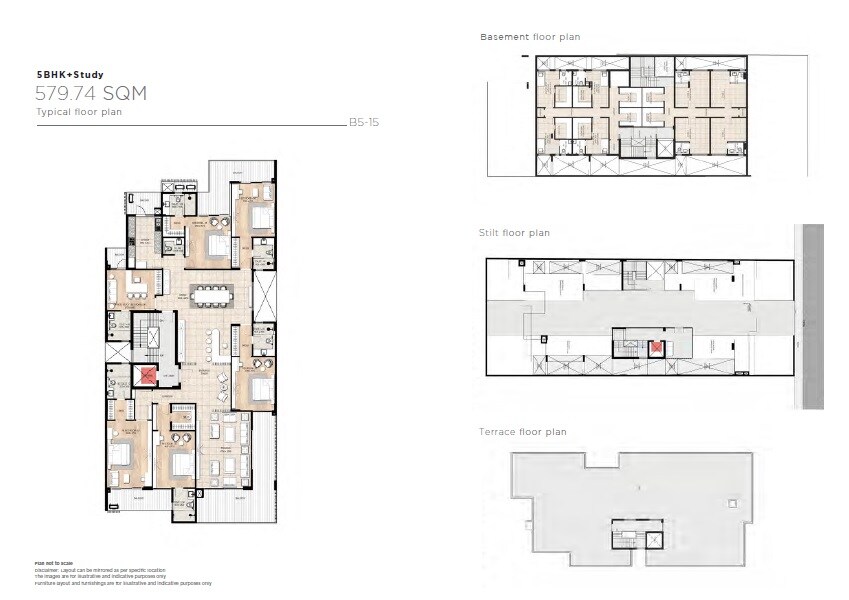 Floor plan of 5 BHK 5511 Sq. Ft. Ind Floor in DLF Alameda Independent Floors, Gurgaon