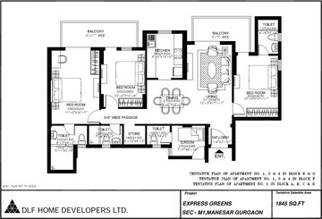  3 BHK Apartment at DLF Express Greens, Manesar Sector 1a – for Sale