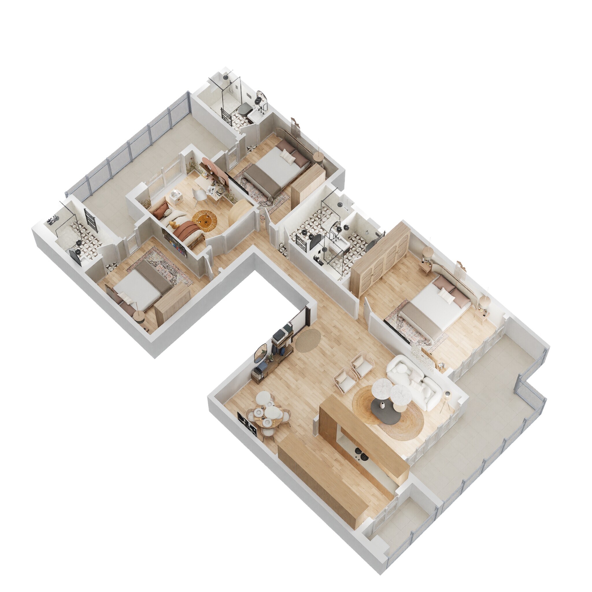Floor plan of 4 BHK 2864 Sq. Ft. Ind Floor in DLF Garden City Independent Floors, Gurgaon