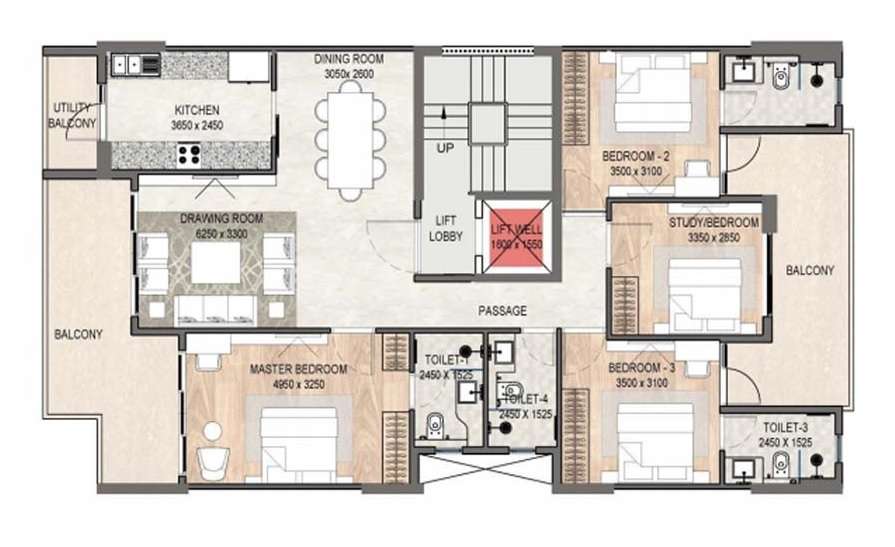 4 BHK 2626 Sq. Ft. Ind Floor in DLF Garden City Independent Floors