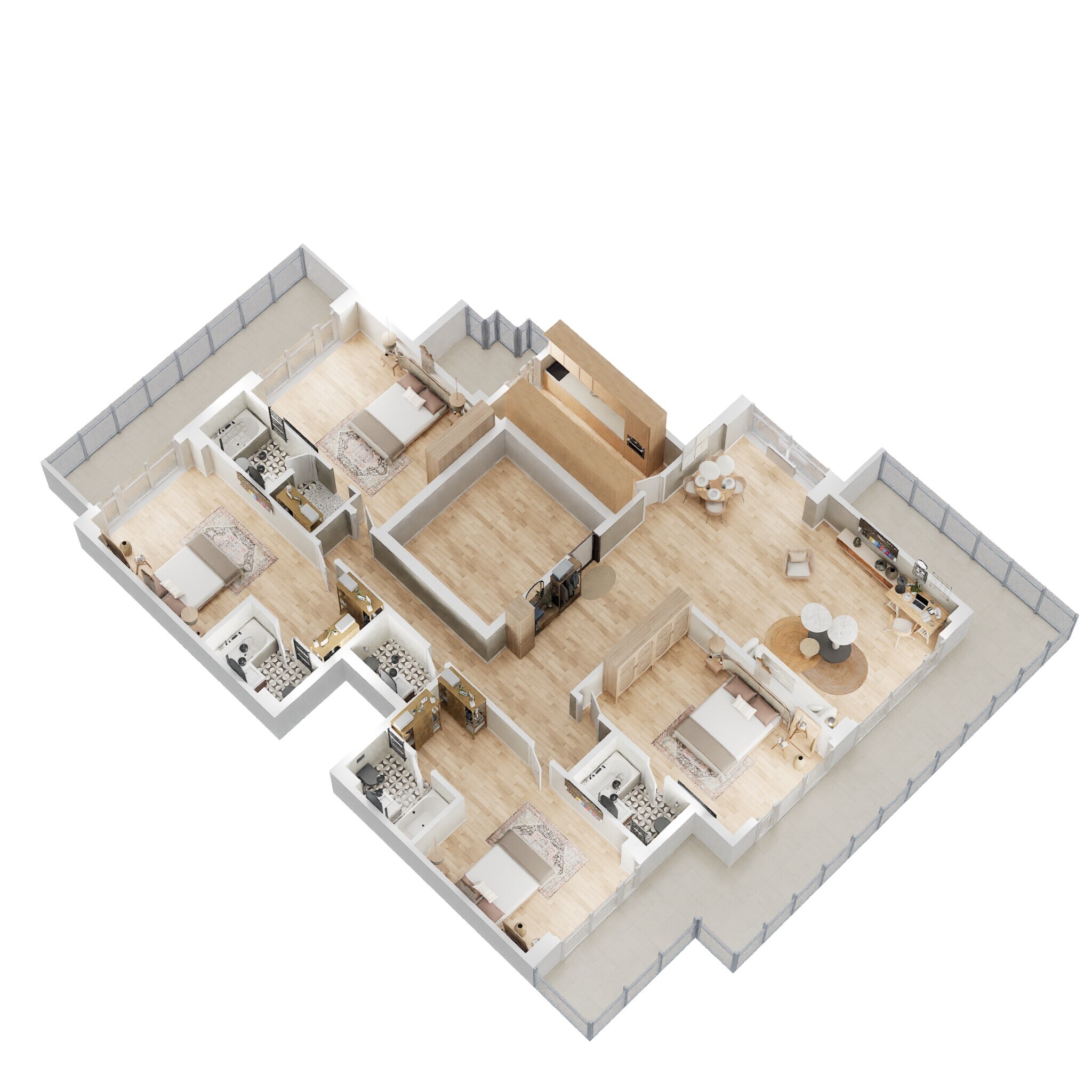 Floor plan of 4 BHK 3158 Sq. Ft. Ind Floor in DLF Garden City Independent Floors, Gurgaon