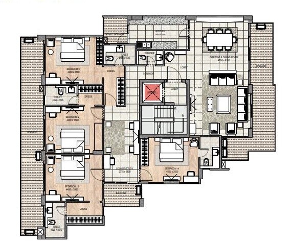 Floor plan of 4 BHK 3480 Sq. Ft. Ind Floor in DLF Garden City Independent Floors, Gurgaon